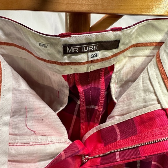 MR TURK - Men’s Red Plaid Pants, Men’s Size 33 - Picture 6 of 10